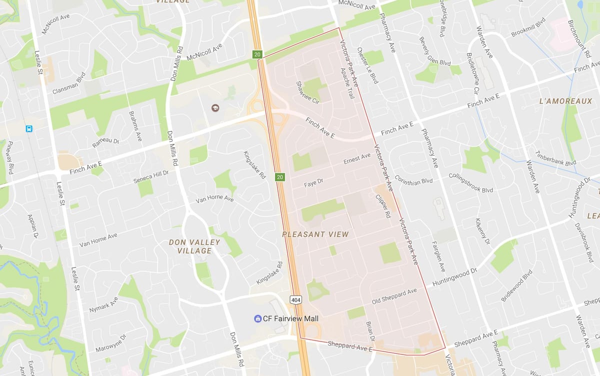 Mapa przyjemnym widokiem na okolicę Toronto