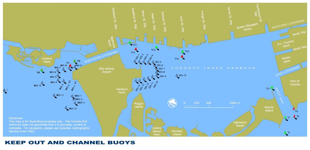 Mapa Toronto wewnętrznej przystani