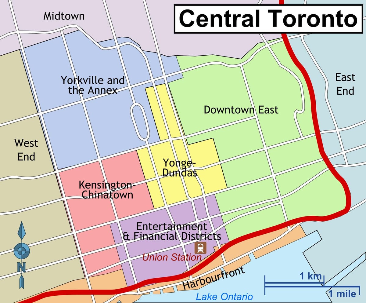 Mapa centrum Toronto