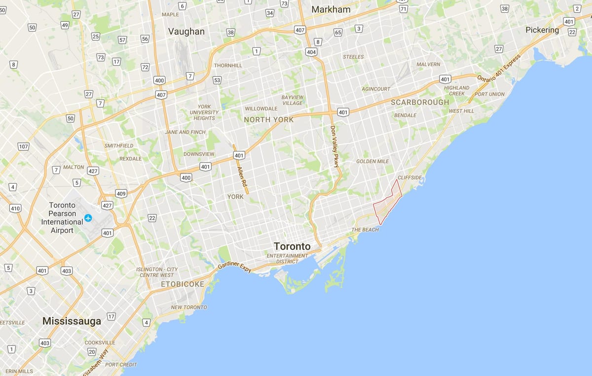 Mapa brzozy urwiska dzielnica Toronto