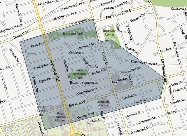 Mapa Блур-Yorkville
