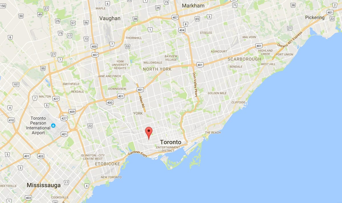 Mapa Дафферин Grove dzielnica Toronto