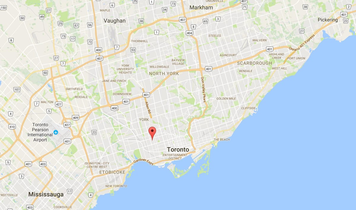 Mapa Дувркорт dzielnicy Toronto