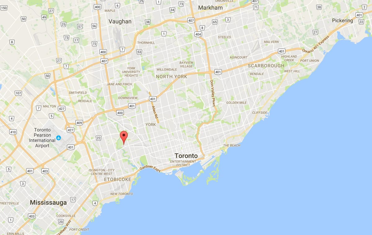 Mapa Ламбтон dzielnica Toronto