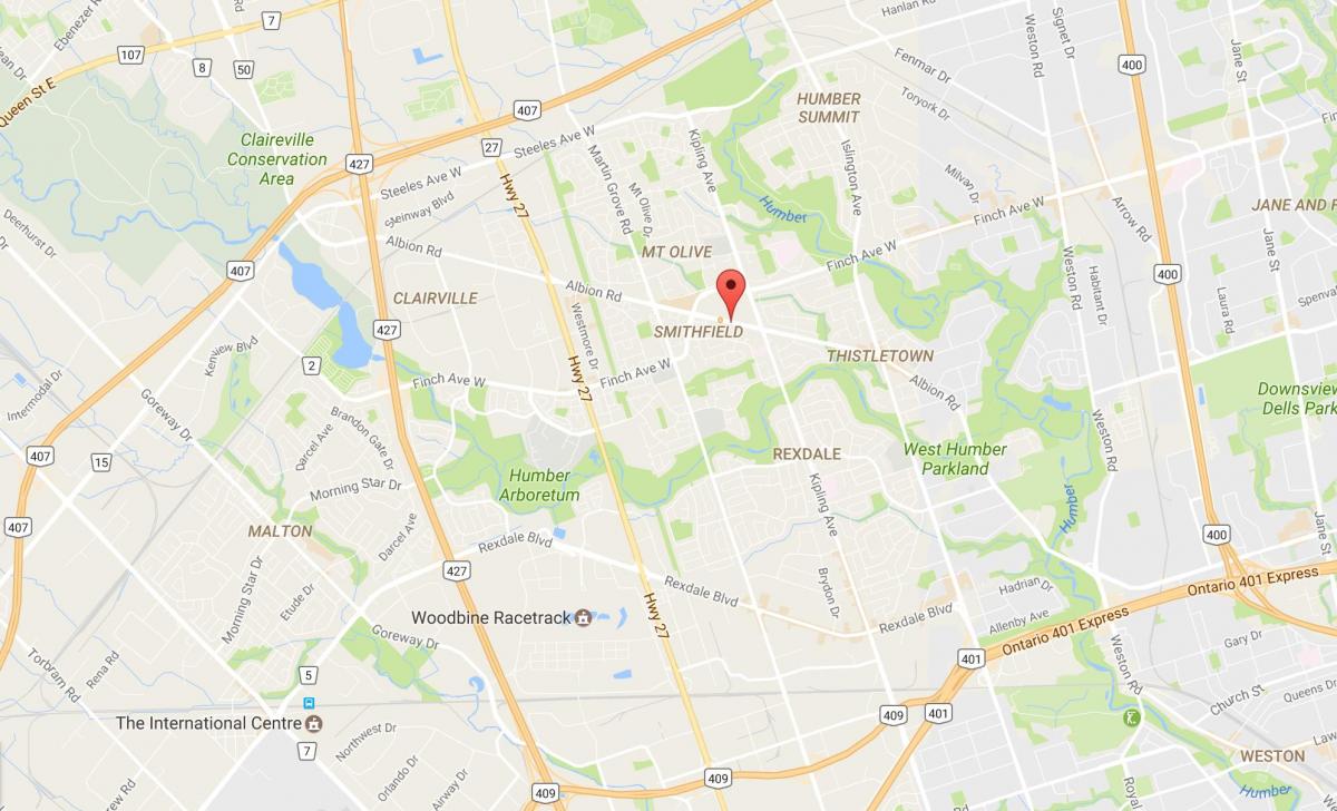 Mapa Albion drogi Toronto