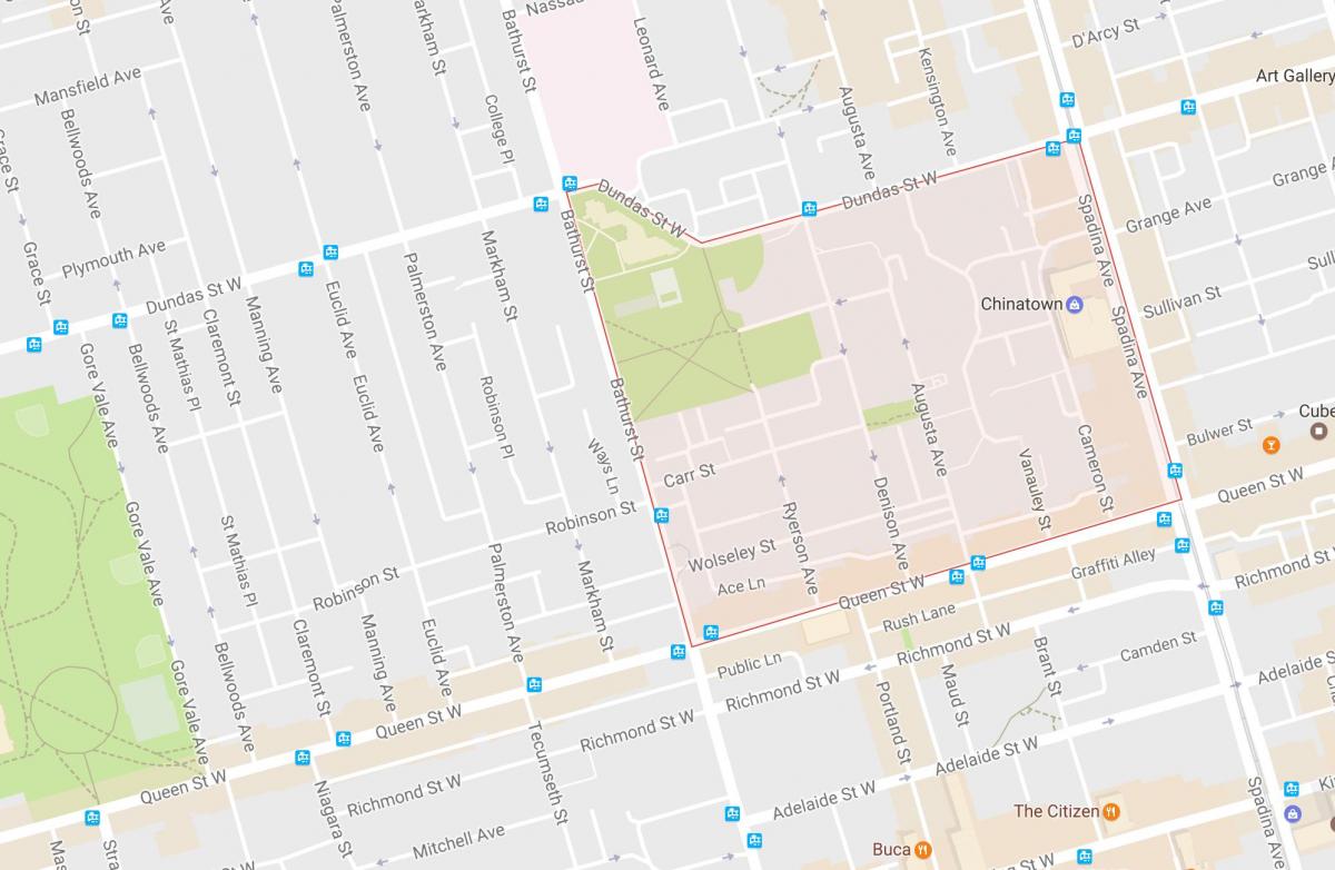 Mapa Aleksandra-park dzielnicy Toronto