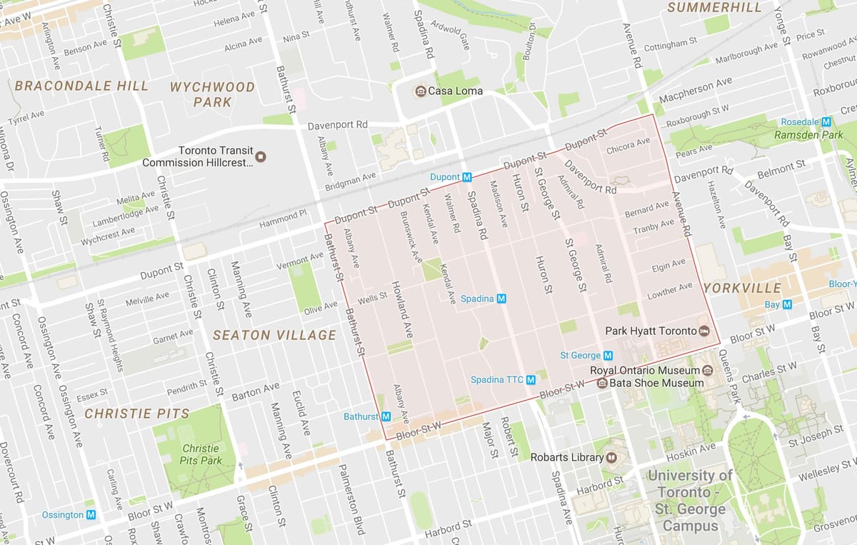 Mapa w załączniku dzielnicy Toronto
