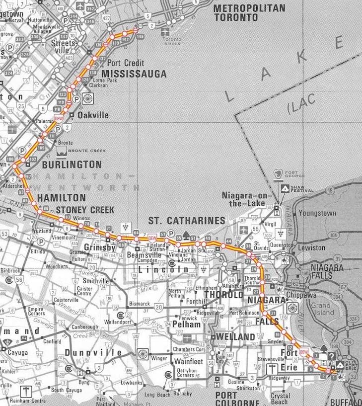 Mapa Toronto autostrady królowej Elżbiety drogę