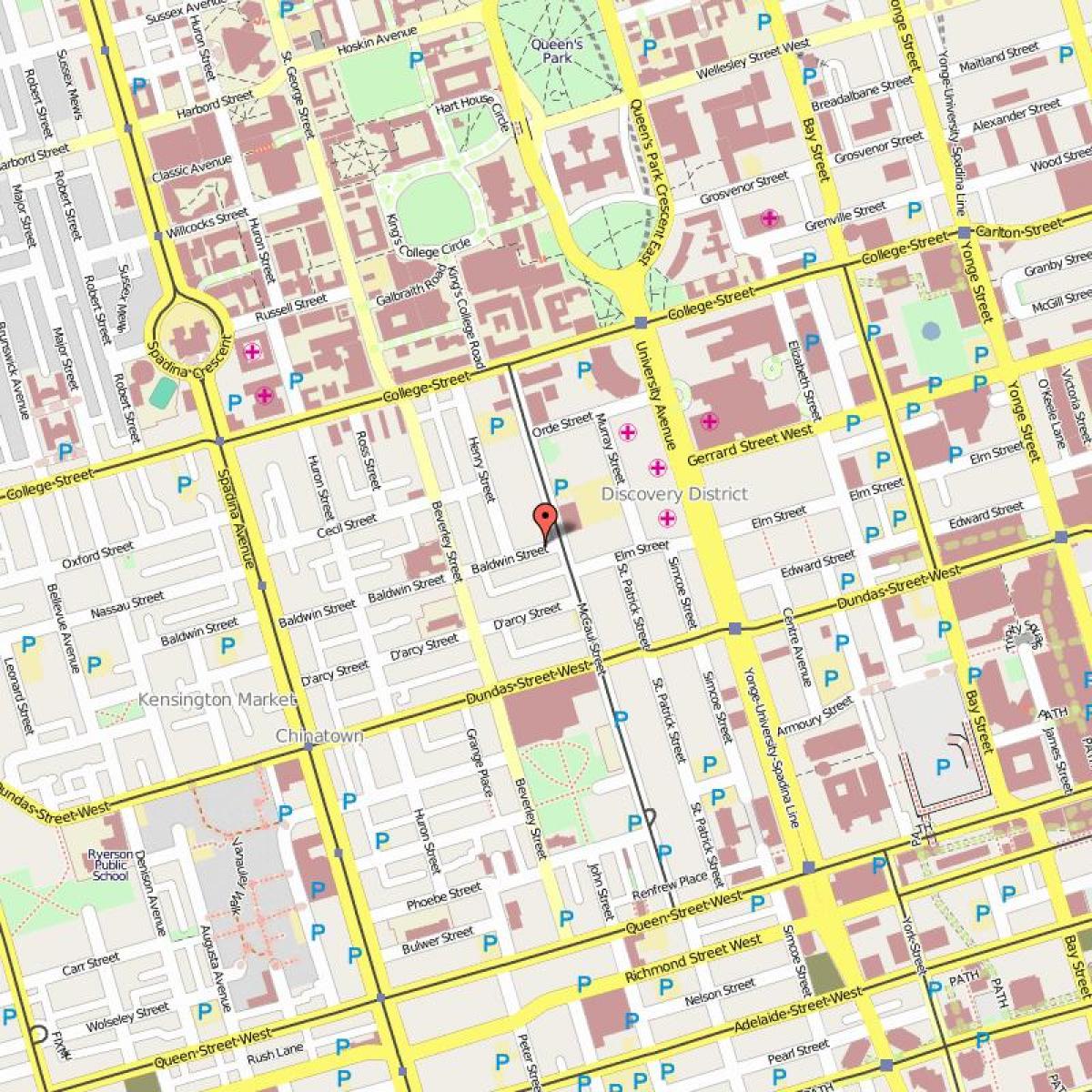 Mapa Baldwin wieś Toronto