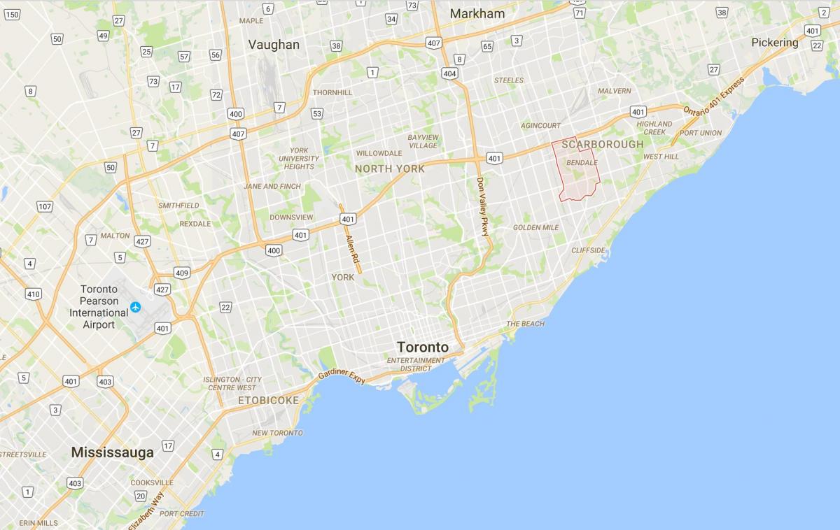 Mapa Bendale dzielnica Toronto