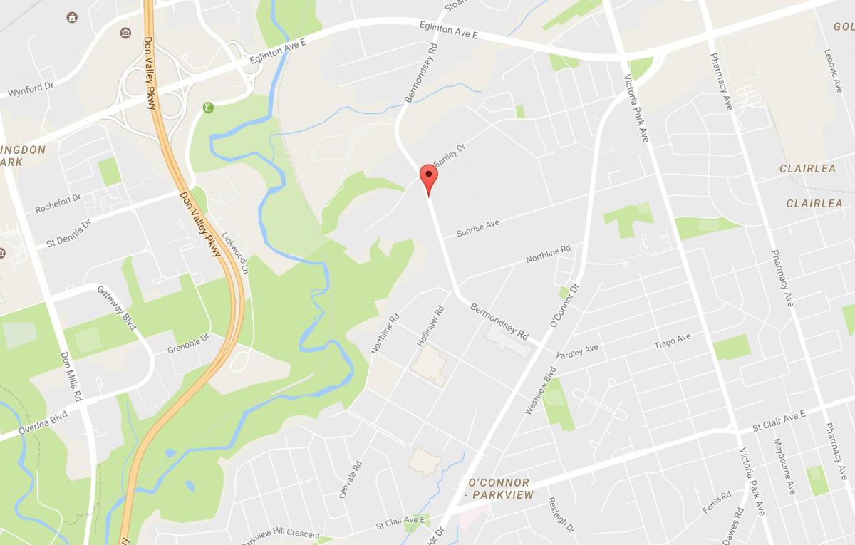 Mapa Bermondsey dzielnicy Toronto