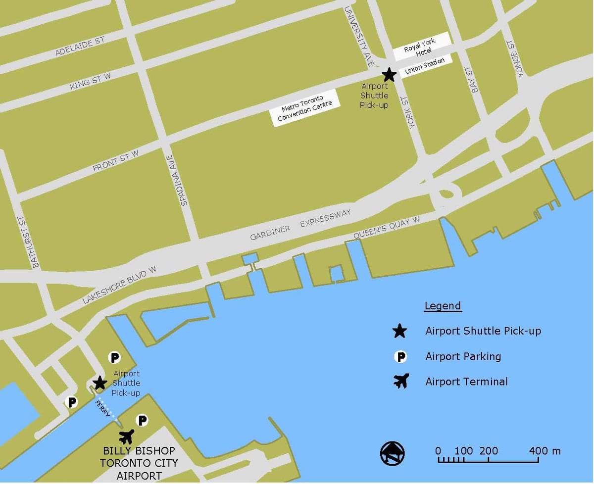Mapa Billy Bishop lotnisko 