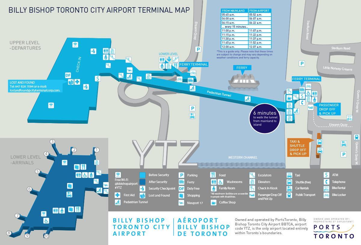 Mapa lotnisko Billy Bishop Toronto City 