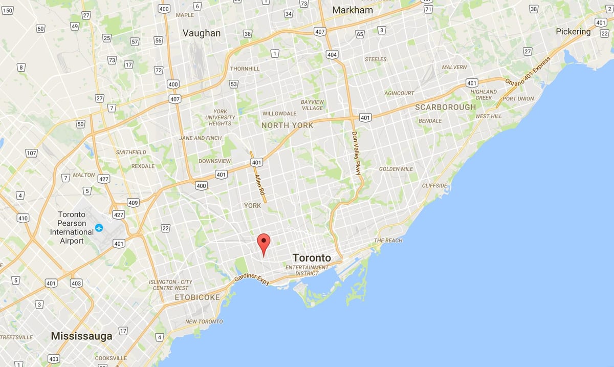 Mapa Броктоне dzielnicy Toronto