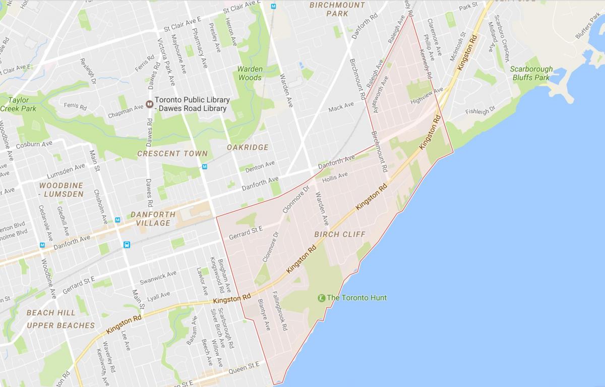 Mapa brzozy okolicy skały Toronto