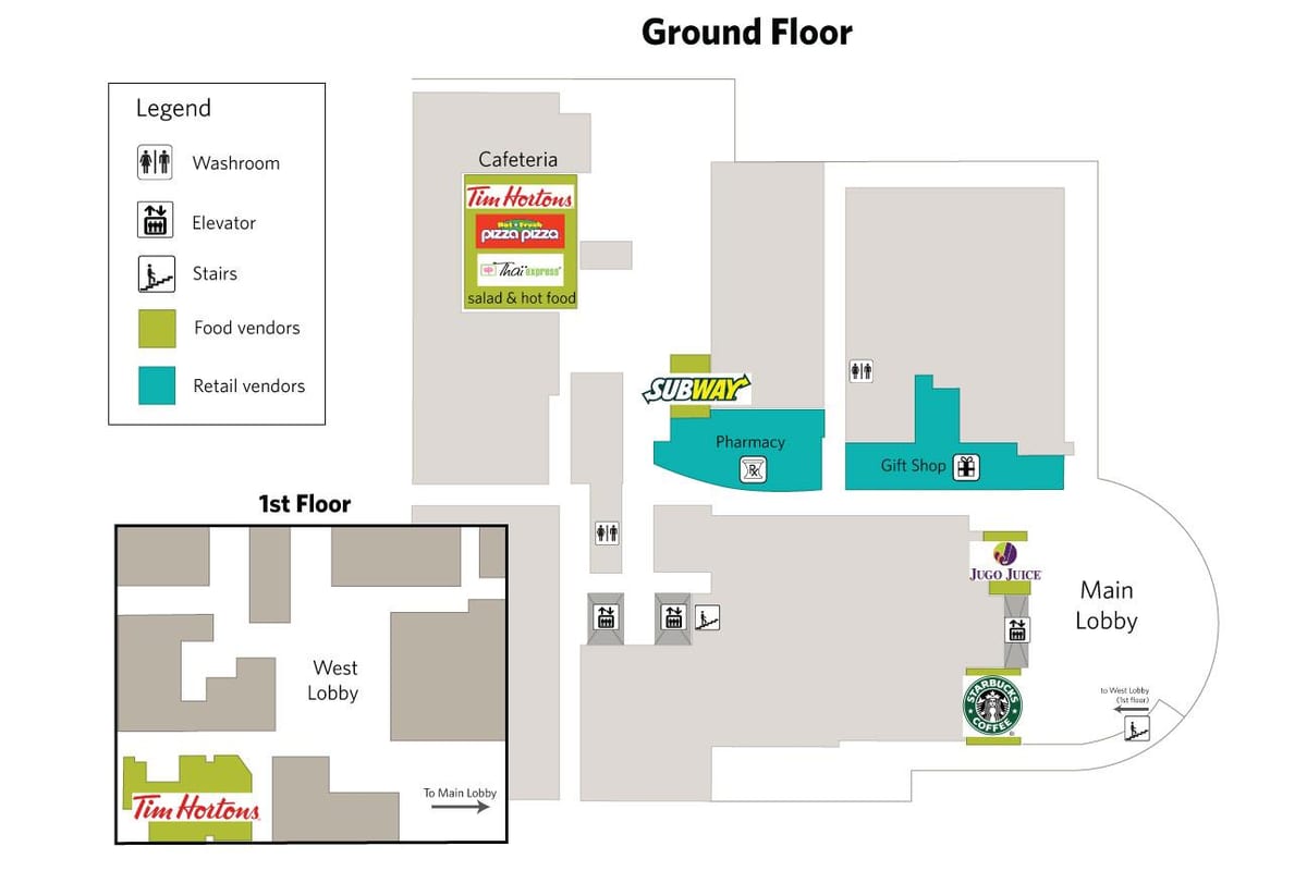 Mapa North York-szpital usług gastronomicznych Toronto