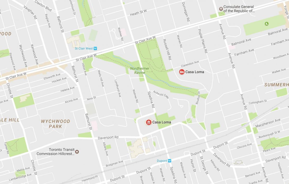 Mapa Casa loma dzielnicy Toronto