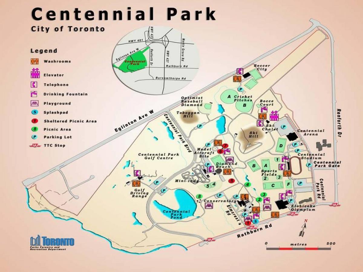 Mapa centennial Park uprawy Warzyw Toronto