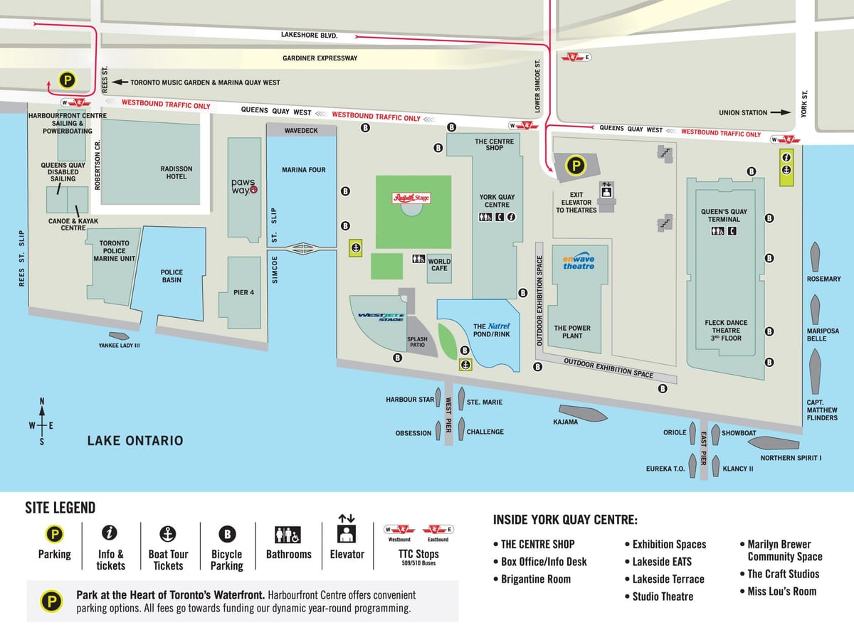 Mapa harbourfront centre w Toronto
