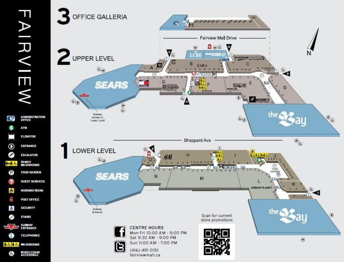 Mapa centrum handlowe Fairview