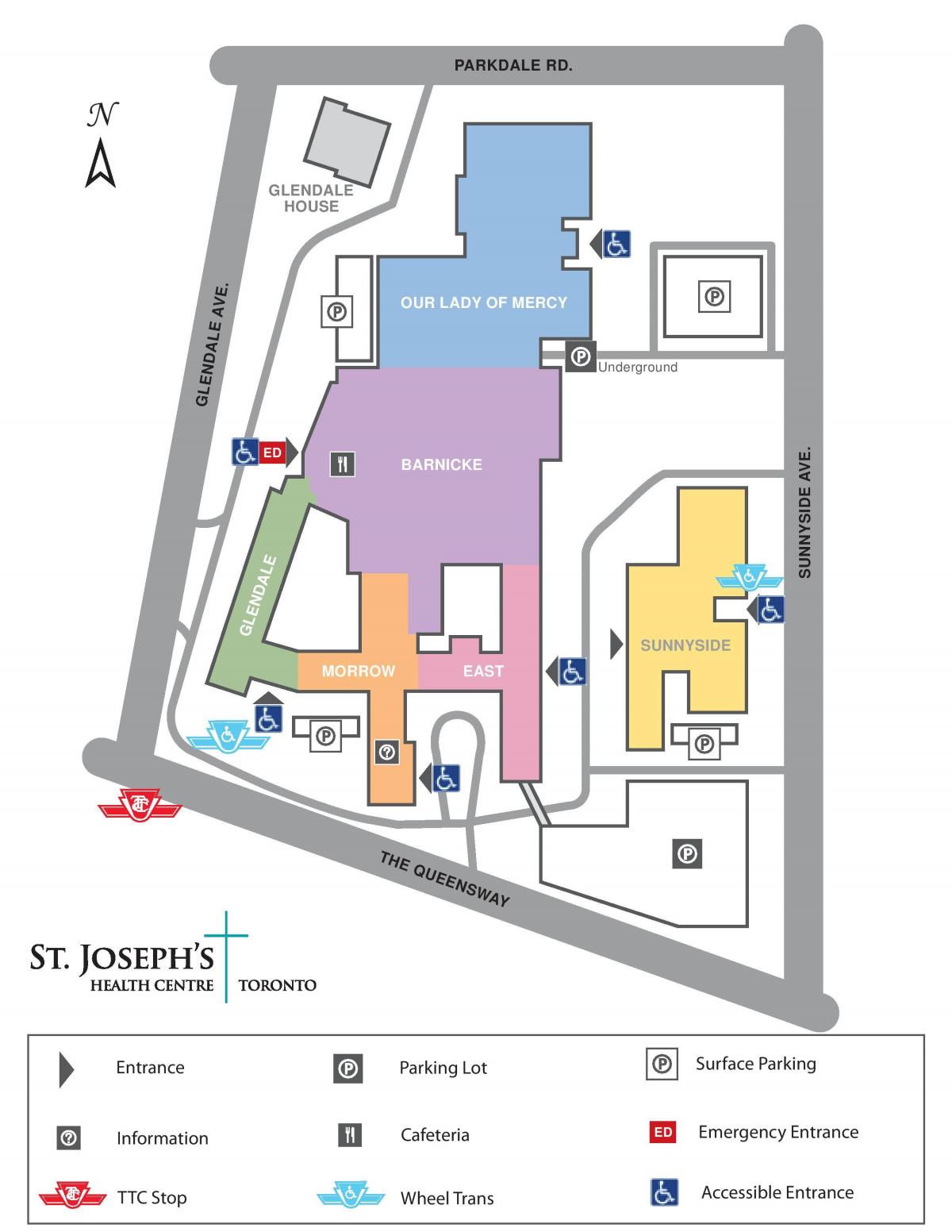 Mapa Świętego Józefa medical center w Toronto