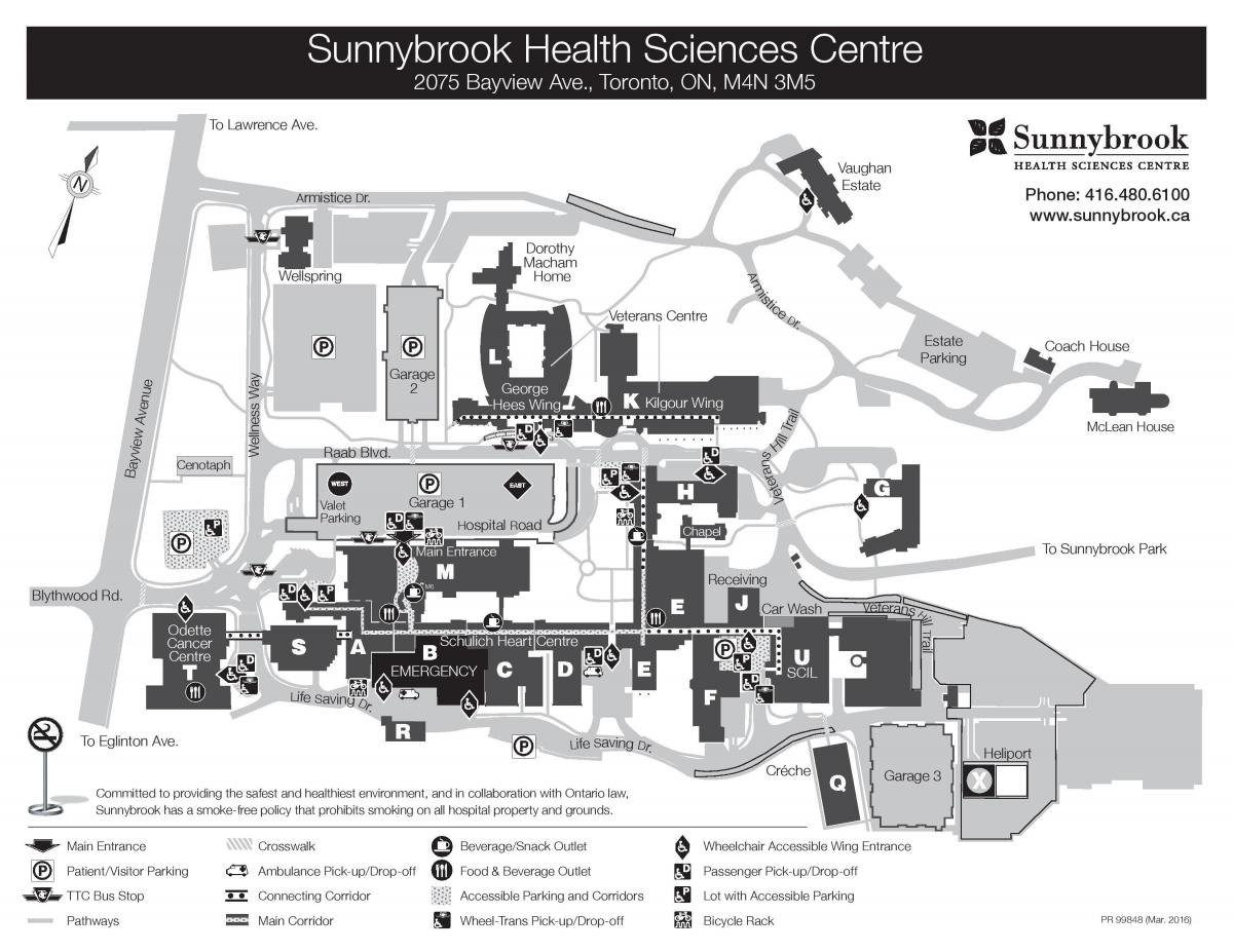 Mapa centrum nauk o zdrowiu Sunnybrook internetowej shsc