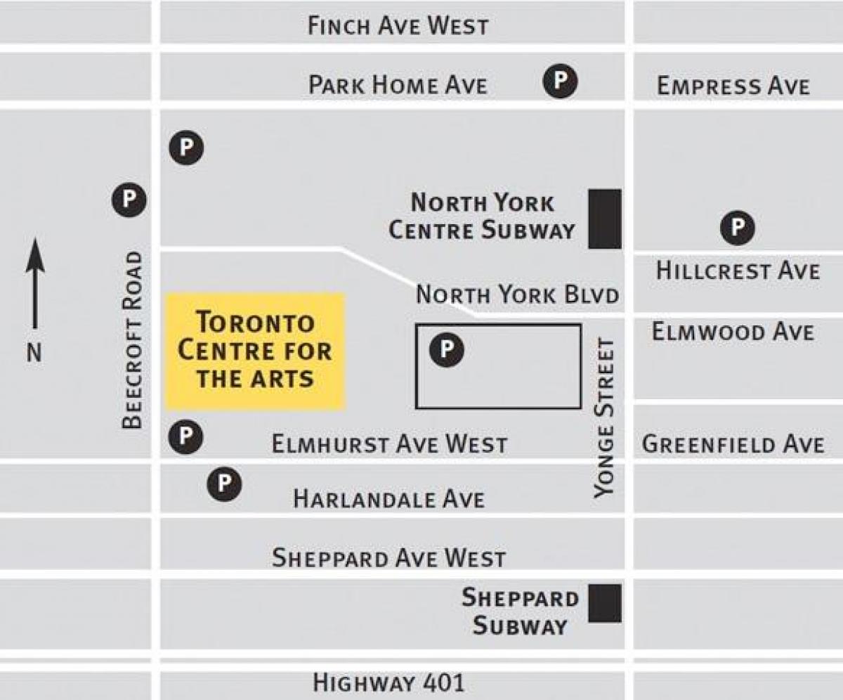 Mapa Toronto centre for the arts