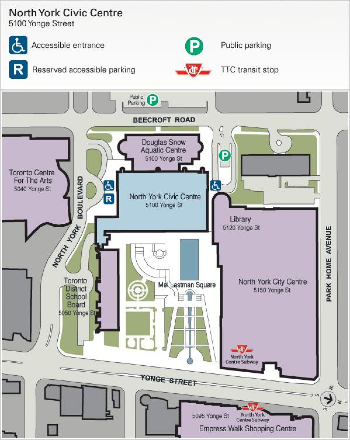 Mapa Toronto Centrum sztuki parking 