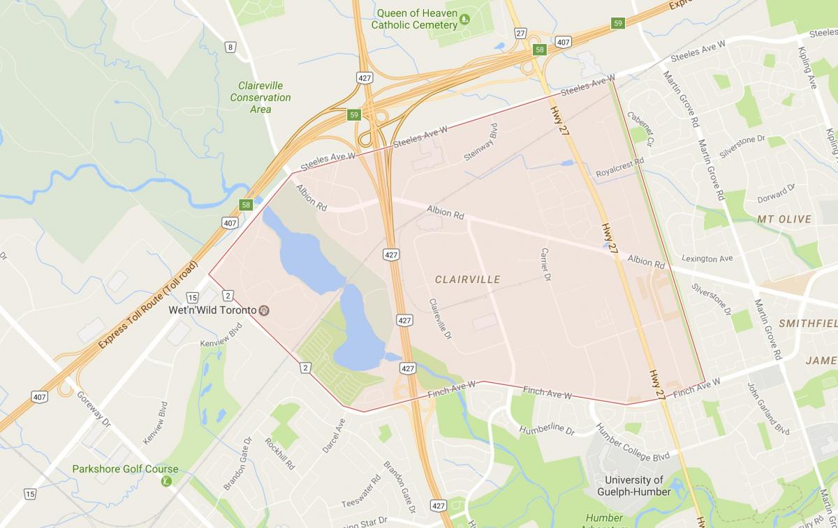 Mapa Clairville dzielnicy Toronto