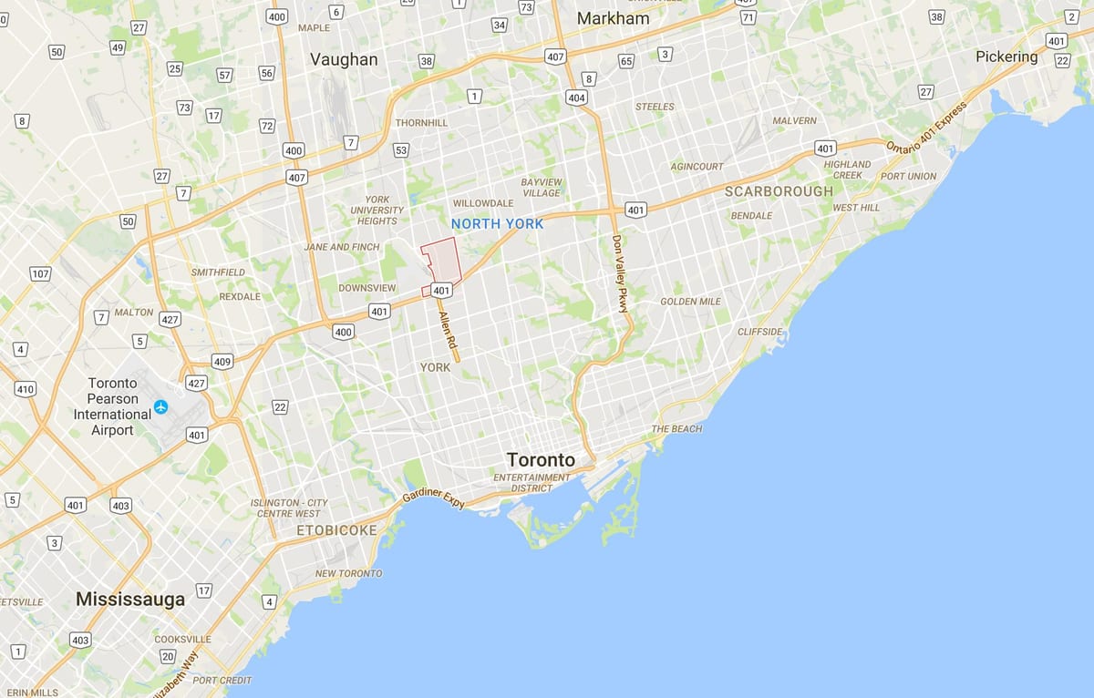 Mapa Клантоне dzielnicy Toronto