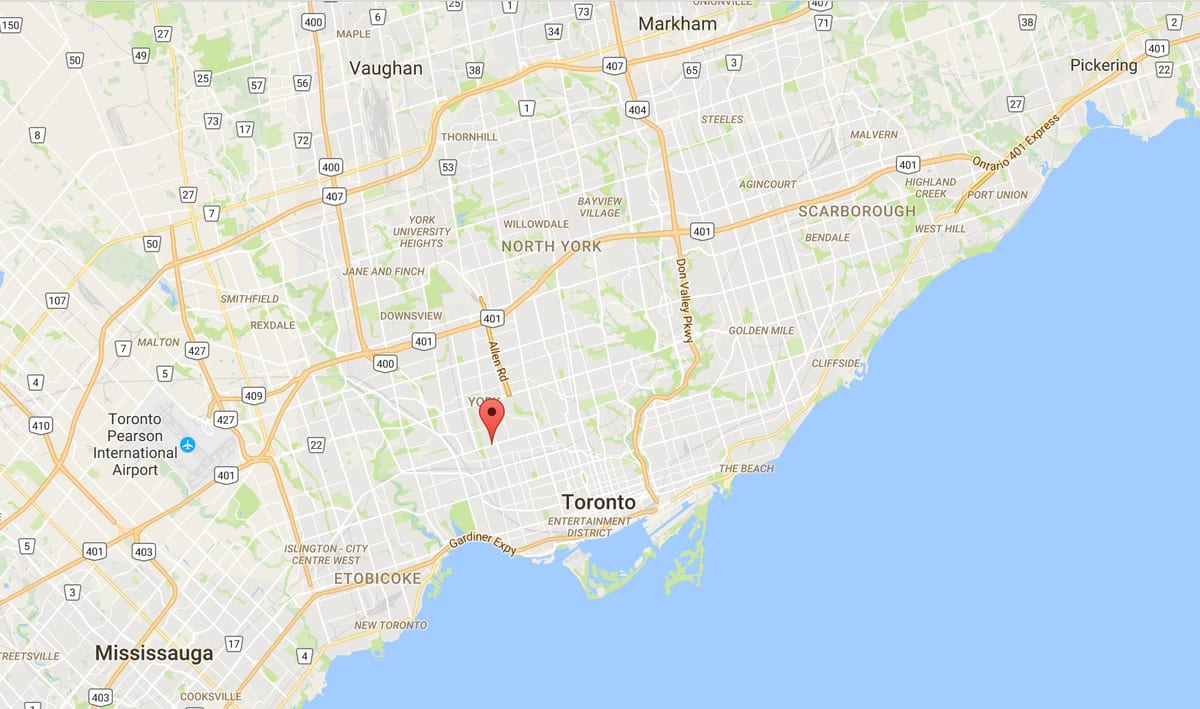 Mapa Corso Италиа dzielnica Toronto