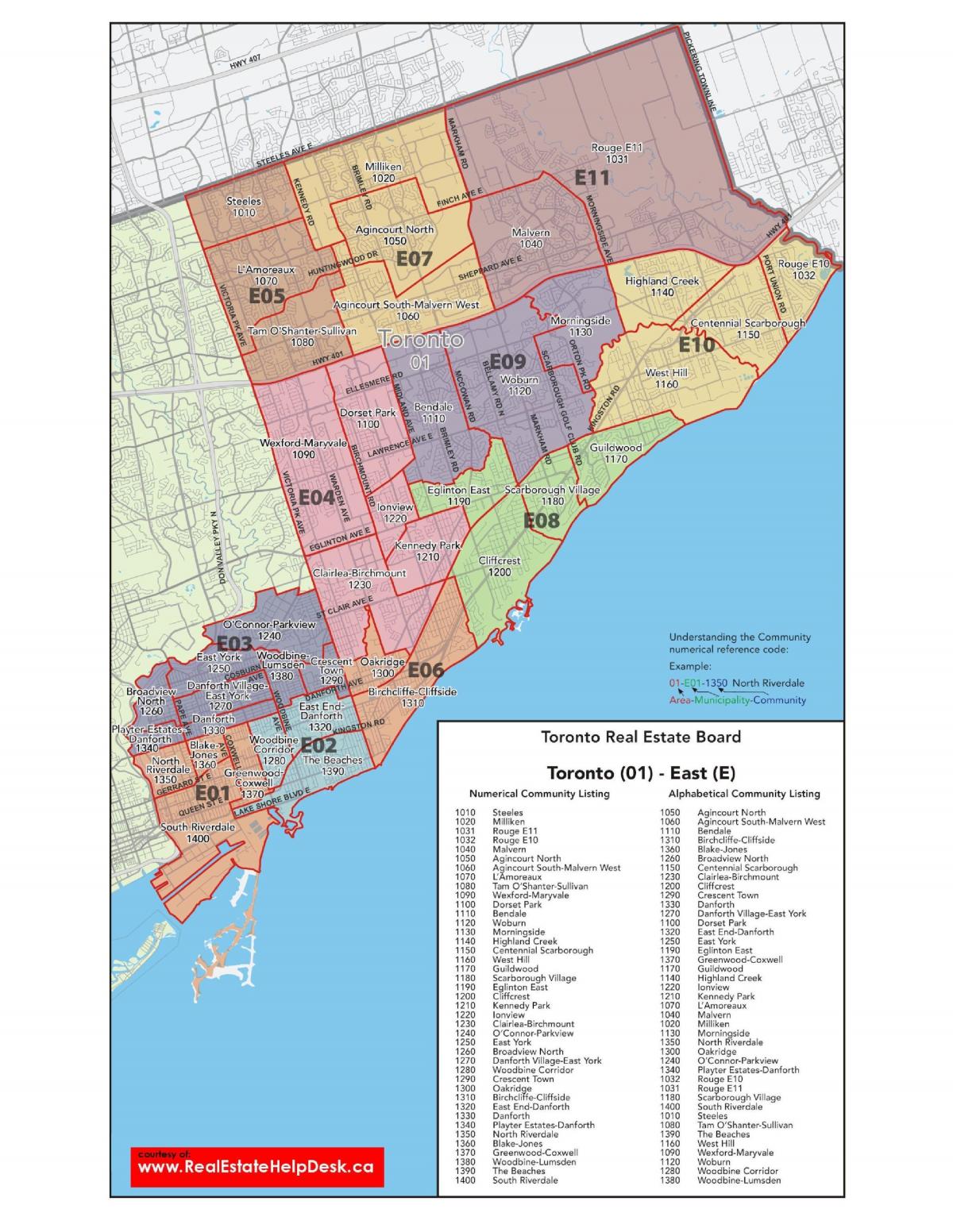 Mapa Wschodnio-Toronto