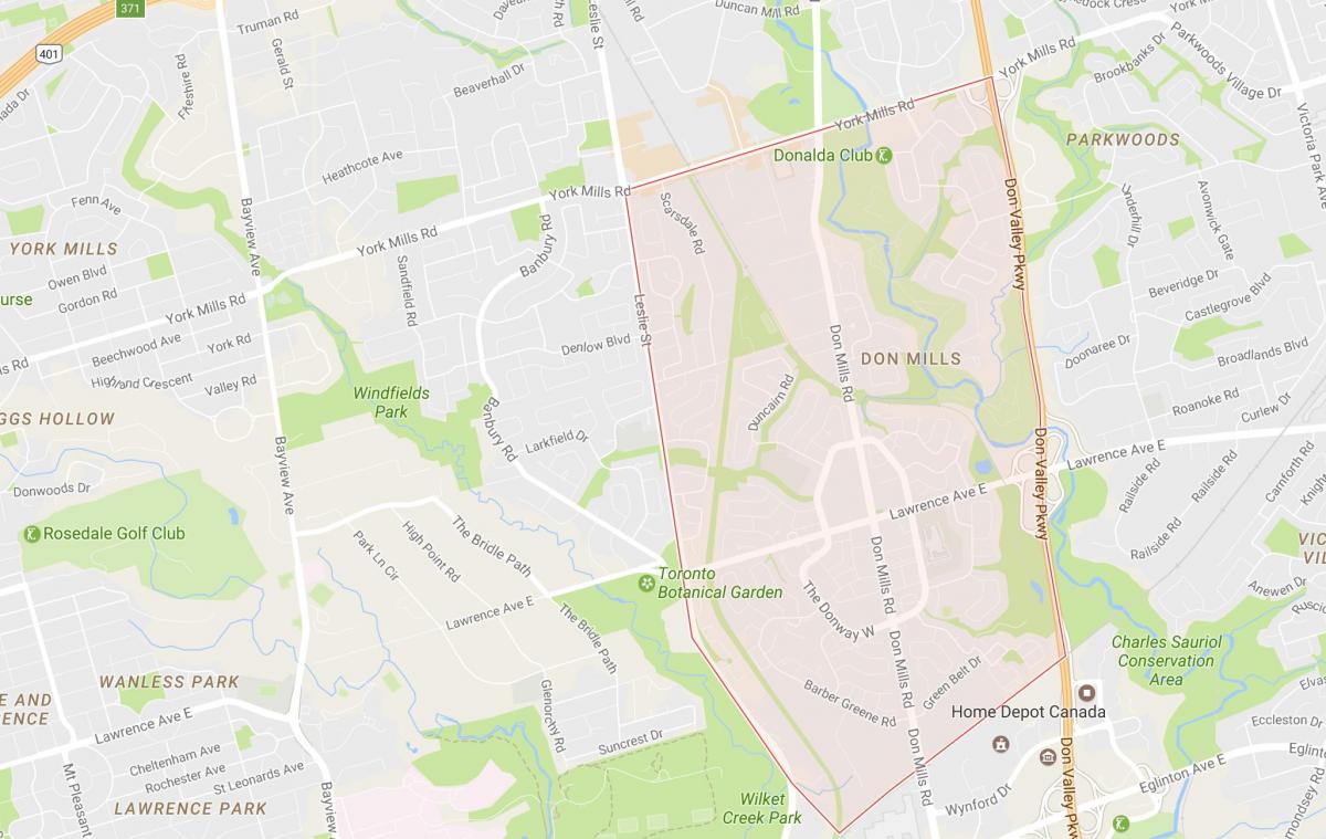 Mapa Don Mills dzielnicy Toronto
