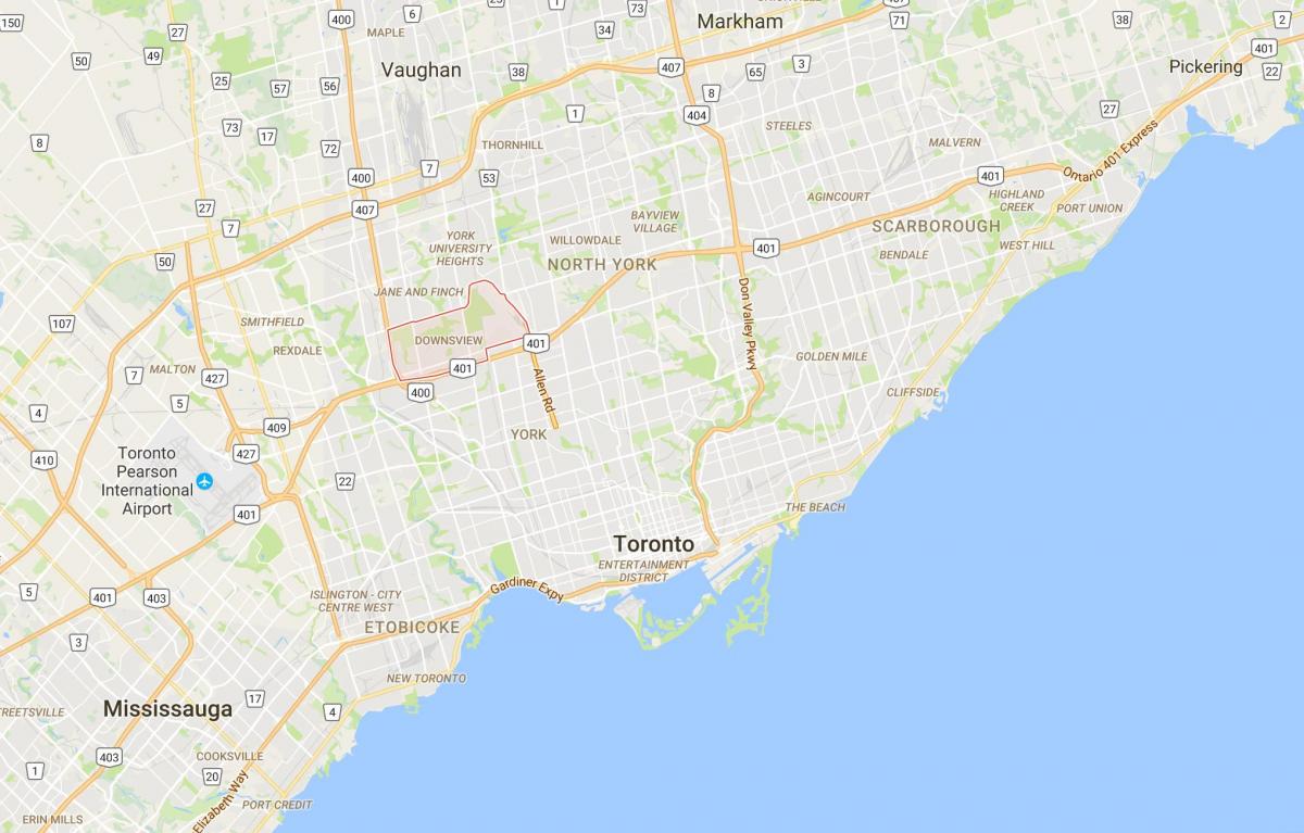 Mapa Downsview dzielnica Toronto