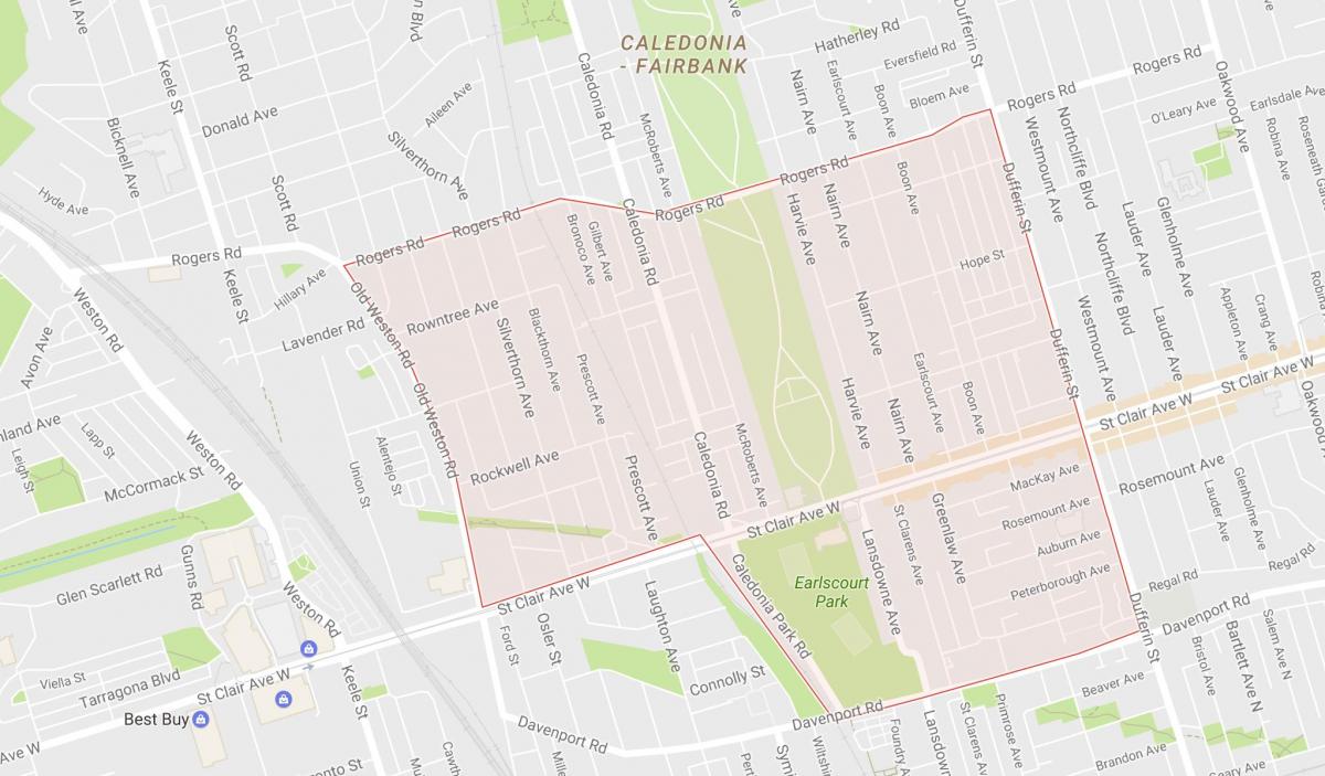 Mapa Earlscourt dzielnicy Toronto