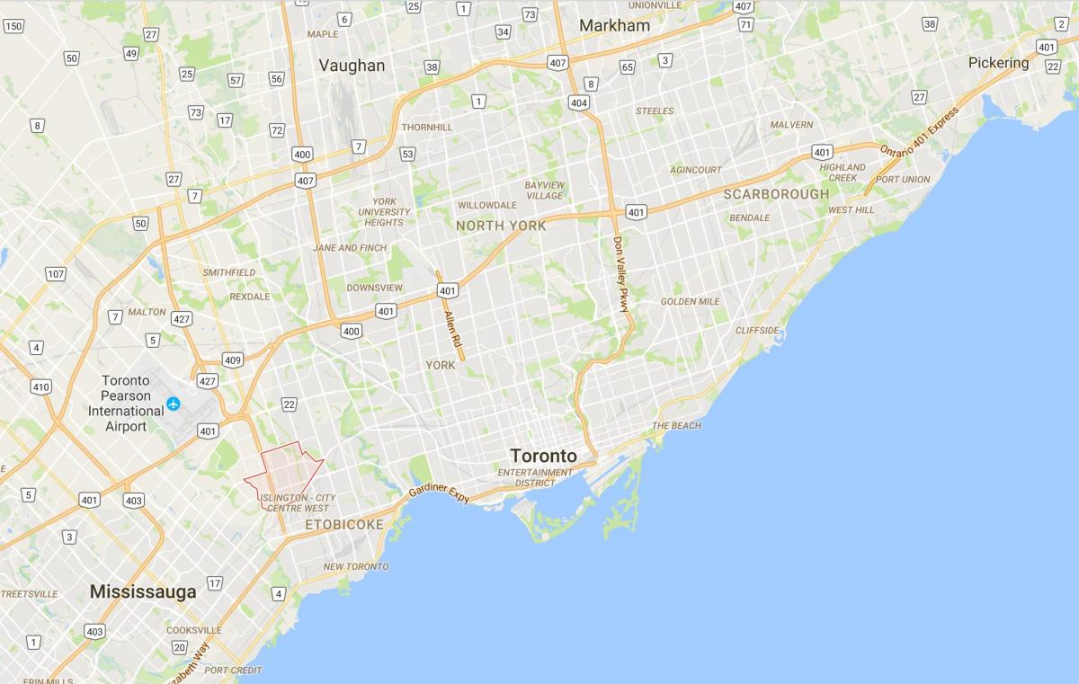 Mapa Eatonville dzielnica Toronto