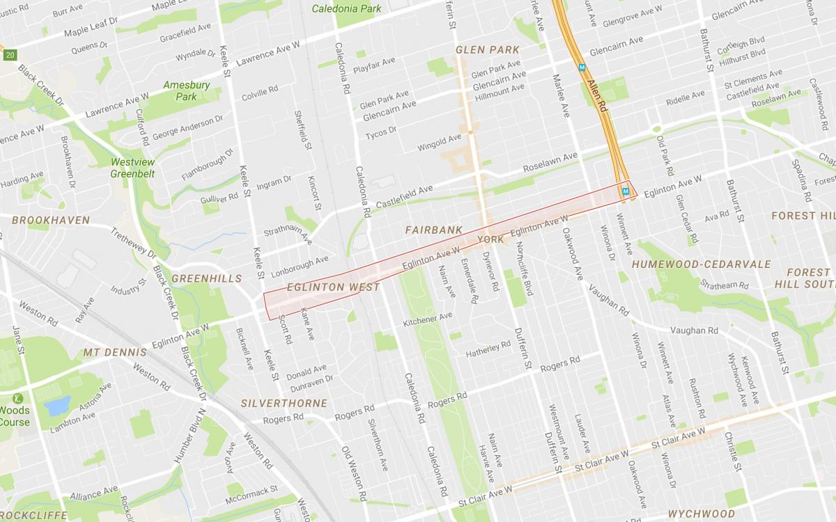 Mapa Eglinton West dzielnicy Toronto