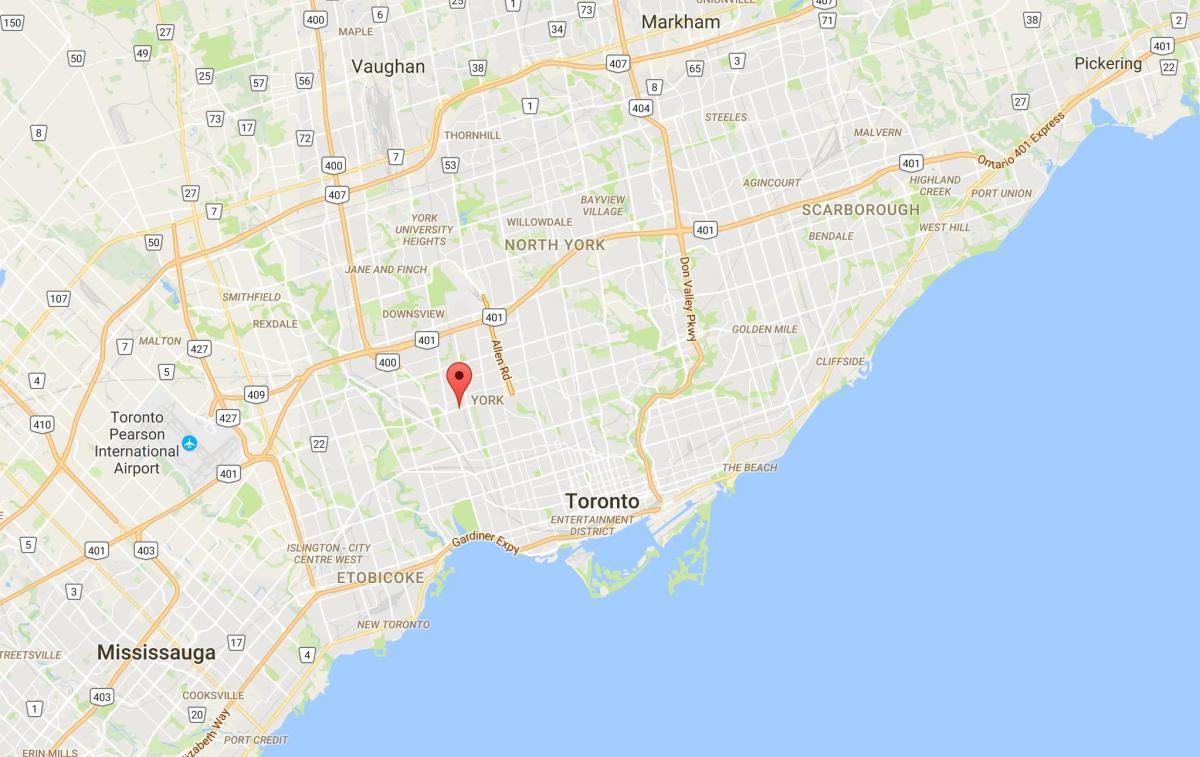 Mapa Eglinton zachodnim rejonie Toronto