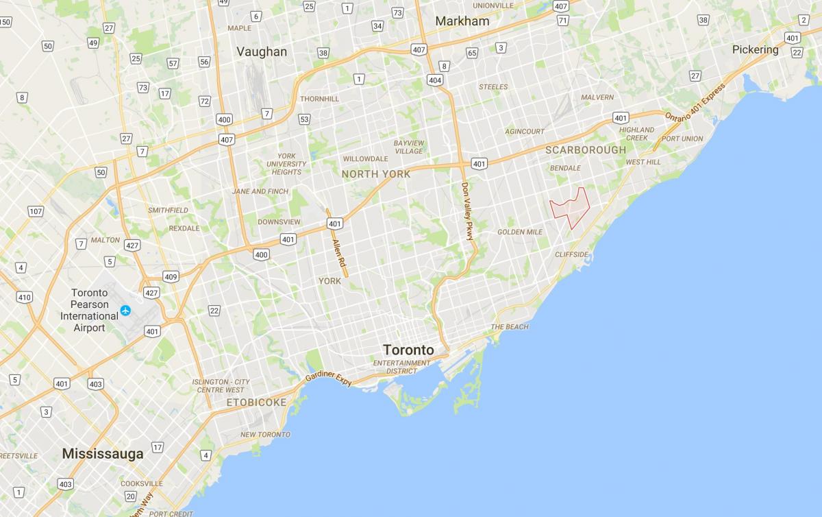 Mapa Eglinton Wschodniej dzielnicy Toronto