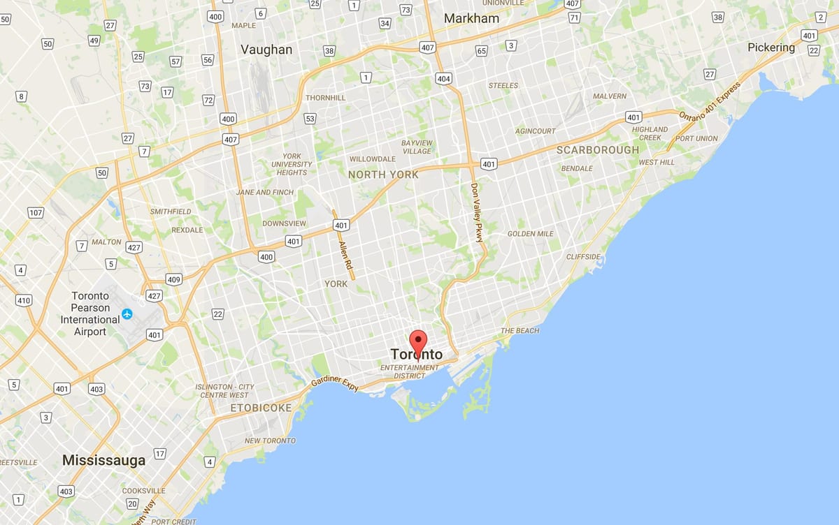 Mapa finansowej dzielnicy Toronto