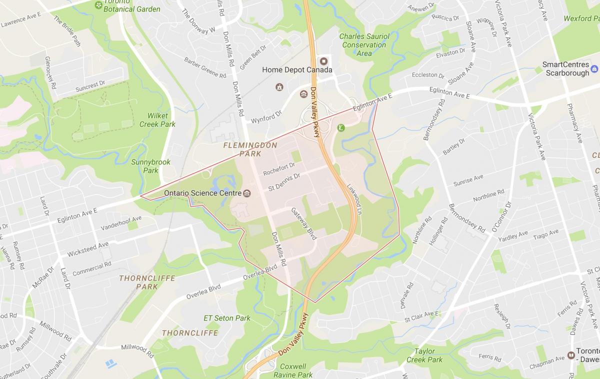 Mapa Flemingdon Park w dzielnicy Toronto