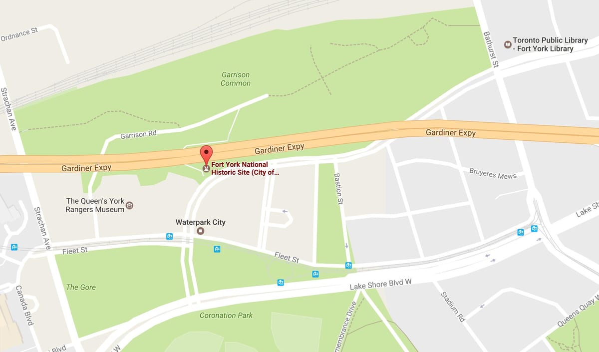 Mapa Fort York dzielnicy Toronto