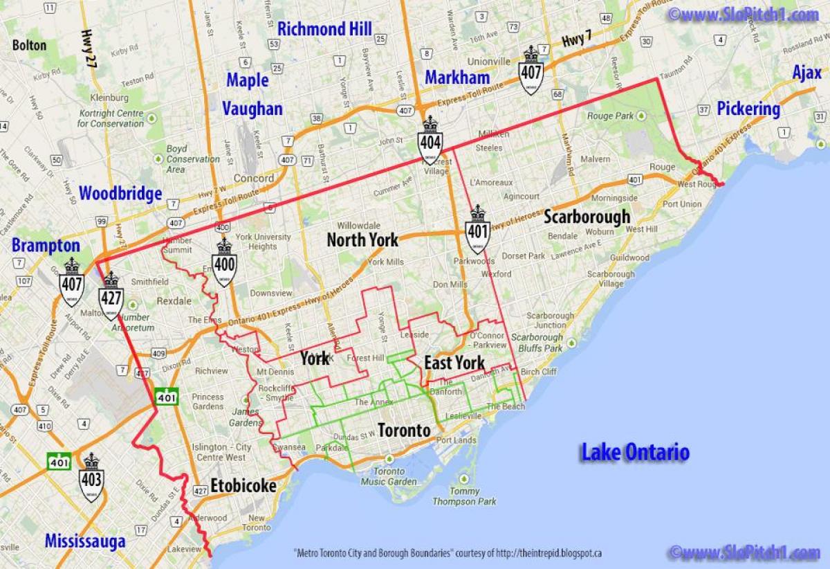 Mapa gmin w Toronto