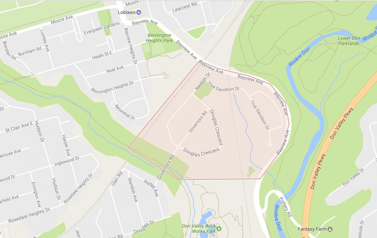 Mapa Gubernatora most w okolicy Toronto