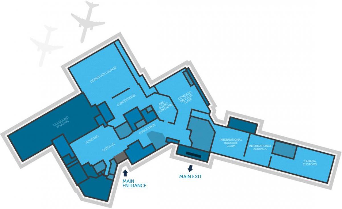 Mapa terminalu lotniska w Hamilton 