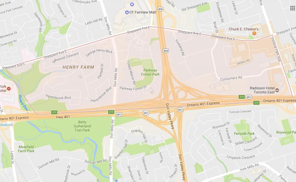Mapa Henry Gospodarstwo dzielnicy Toronto