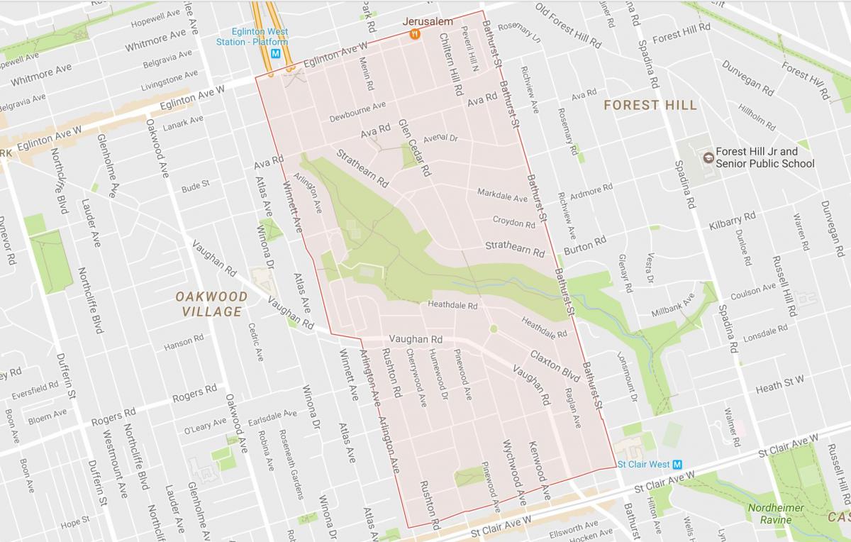 Mapa Hobie–Cedarvale dzielnicy Toronto