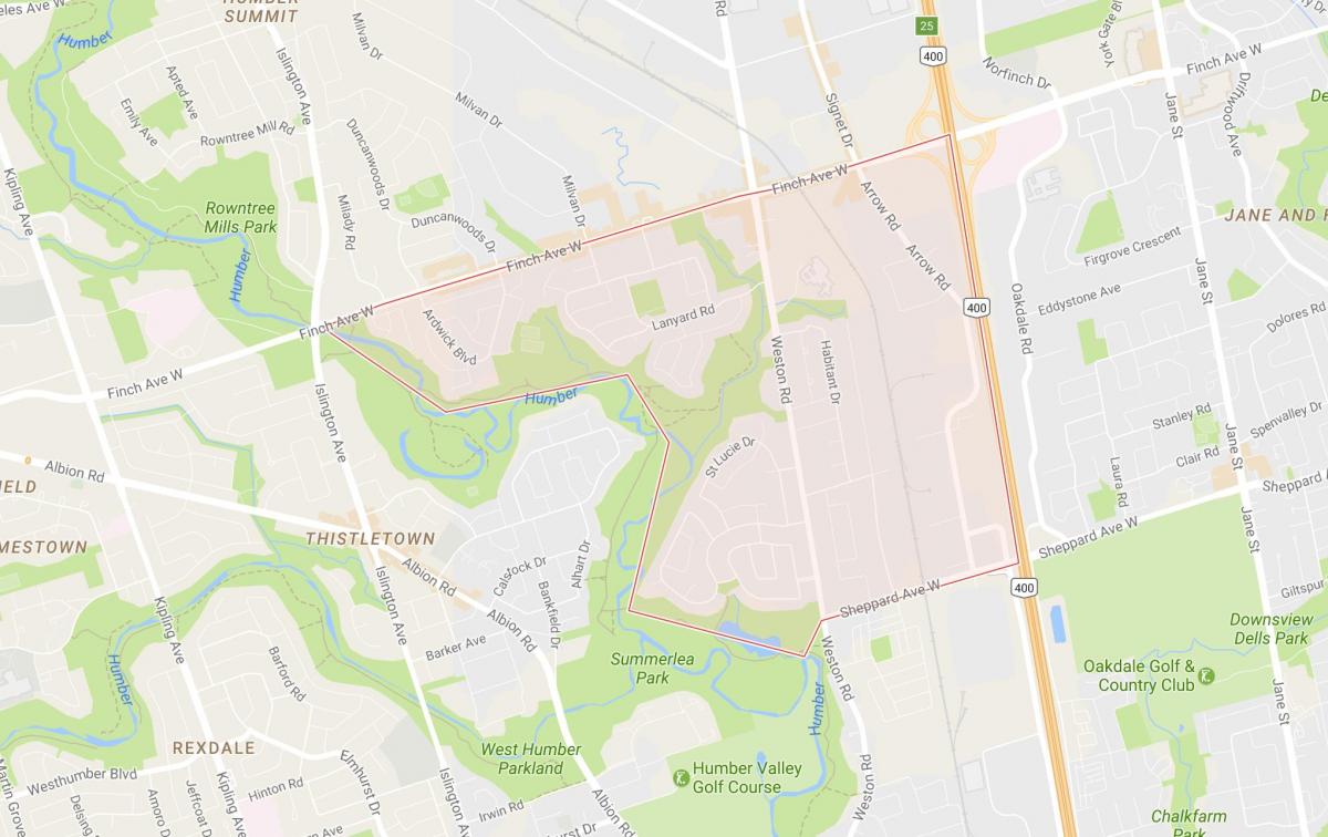 Mapa Humbermede dzielnicy Toronto