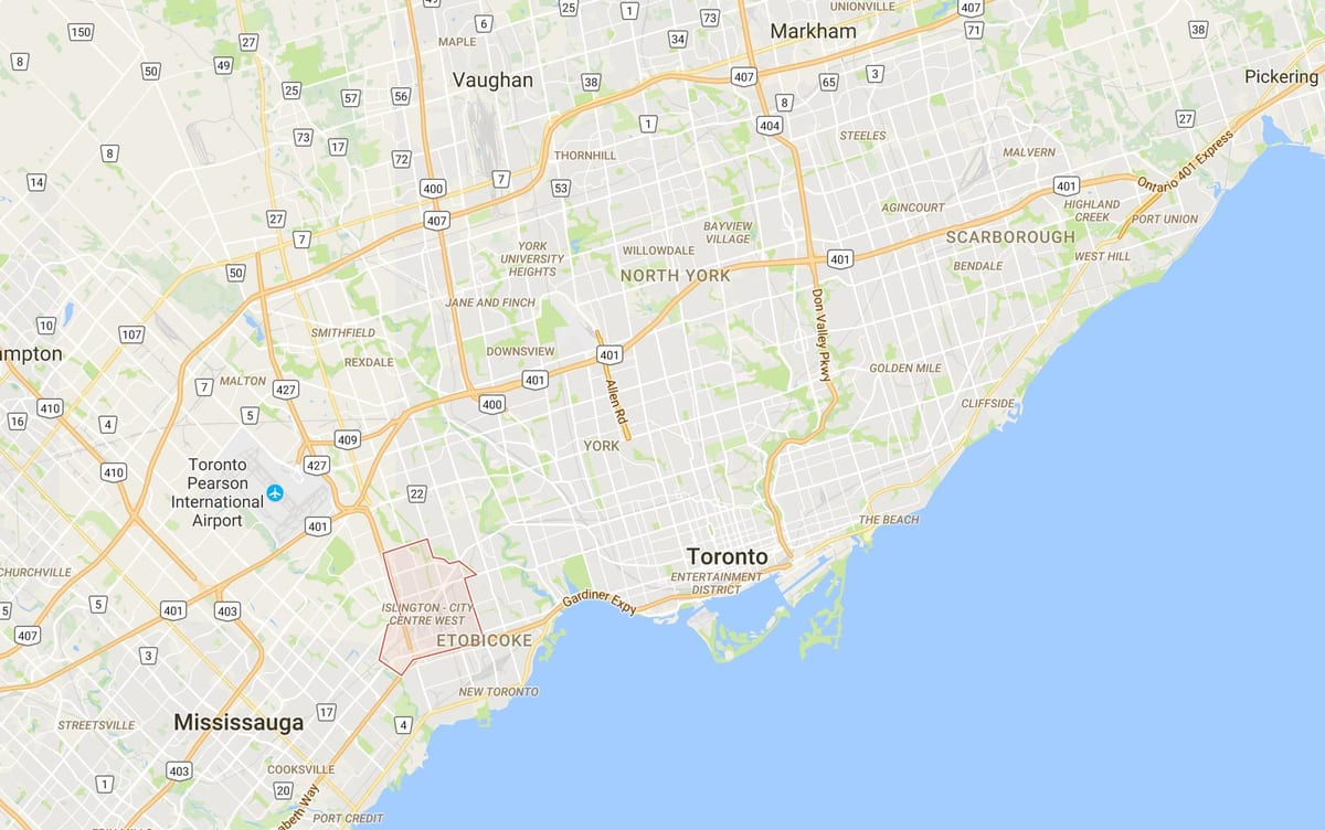 Mapa Londynu-centrum Zachodniej części dzielnicy Toronto