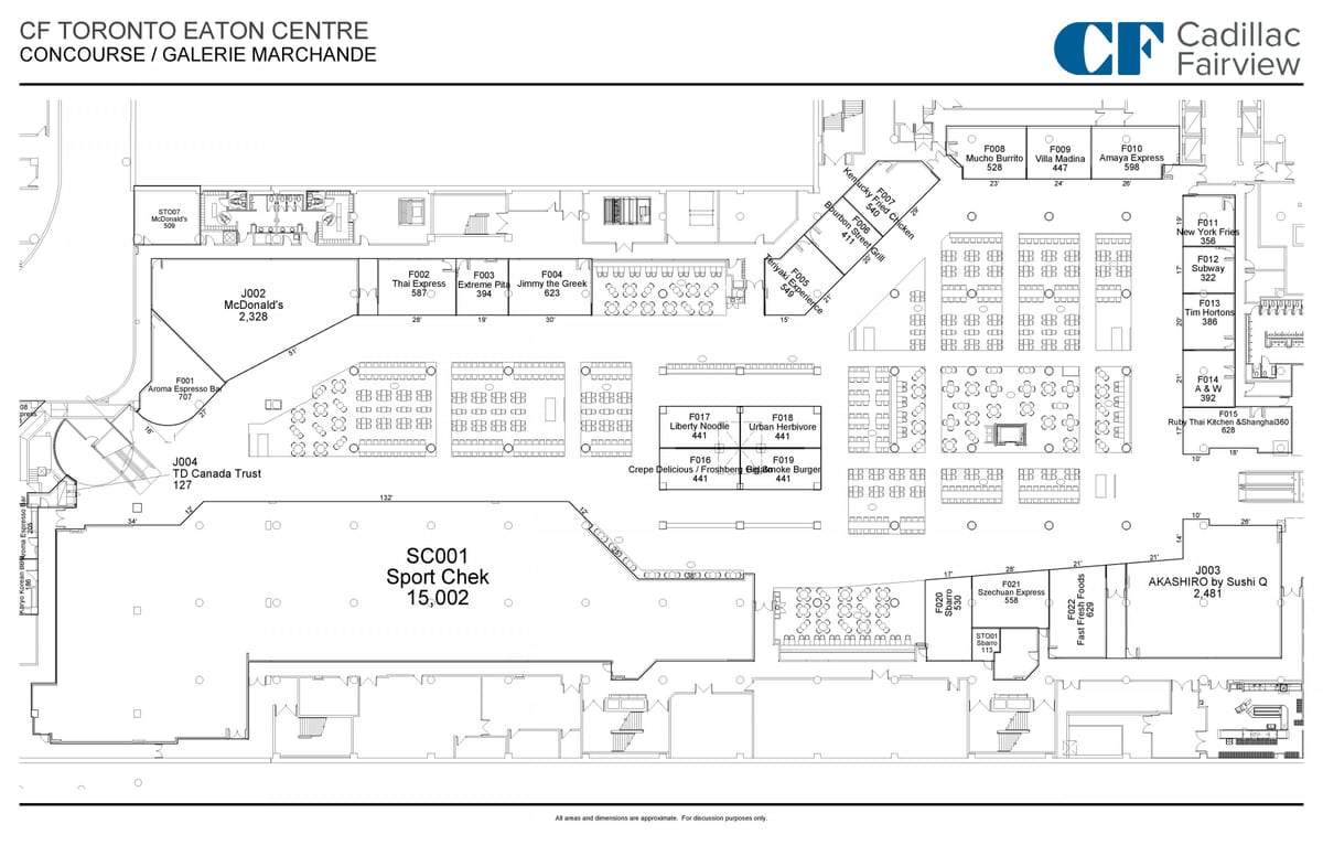 Mapa Toronto jadł centrum